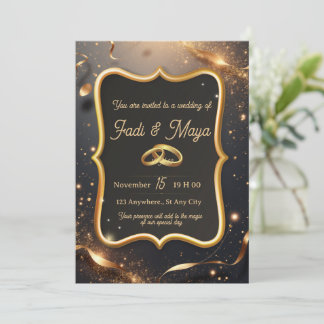Black wedding invitation card Kaart