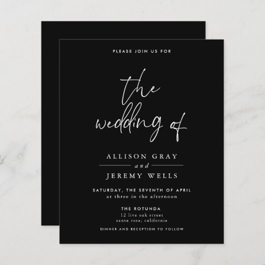 Black Wedding Invitation Flyer (Voorkant / Achterkant)