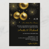 Black wedding invitation with gold text kaart (Voorkant)