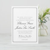 Black Wedding Invitation with Monogram Space Kaart (Staand voorkant)