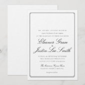 Black Wedding Invitation with Monogram Space Kaart (Voorkant / Achterkant)