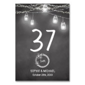 Black Wedding Mason Jar Table Number Kaart (Achterkant)