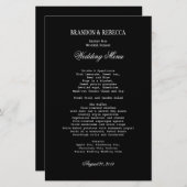 Black Wedding Menu White Text Sjabloon (Voorkant / Achterkant)
