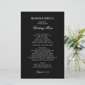 Black Wedding Menu White Text Sjabloon (Staand voorkant)