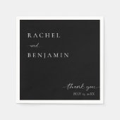 Black Wedding Minimalist Script Dank u Elegant Servet (Voorkant)