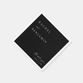 Black Wedding Minimalist Script Dank u Elegant Servet (Hoek)
