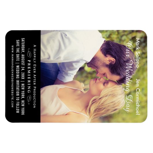 Black Wedding Movie Poster Photo Save the Date Magneet (Horizontaal)