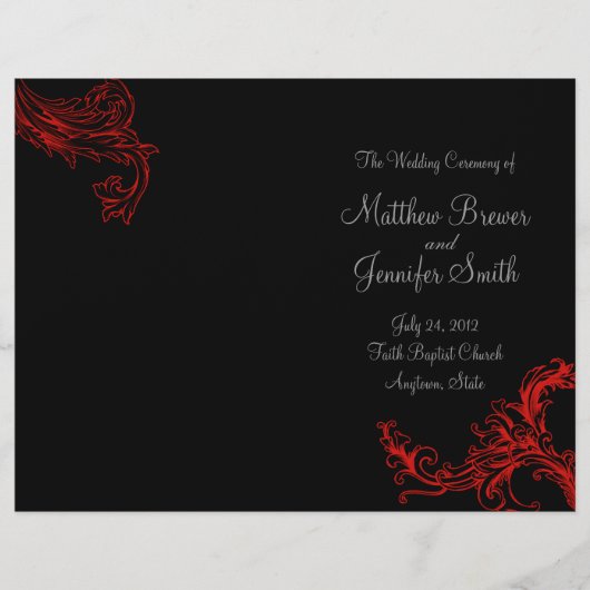 Black Wedding Order of Service & Ceremony Program (Voorkant)