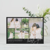 Black Wedding Photo Collage Script Hartelijk dank Bedankkaart (Staand voorkant)