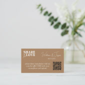 Black Wedding Photo Sharing met QR-code Informatiekaartje (Staand voorkant)