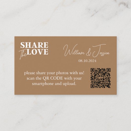 Black Wedding Photo Sharing met QR-code Informatiekaartje (Voorkant)