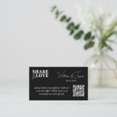 Black Wedding Photo Sharing met QR-code Informatiekaartje (Staand voorkant)