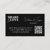 Black Wedding Photo Sharing met QR-code Informatiekaartje (Voorkant)