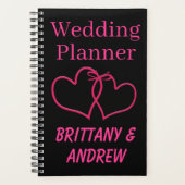 Black Wedding Planner Hot Pink Joined Hearts (Voorkant)