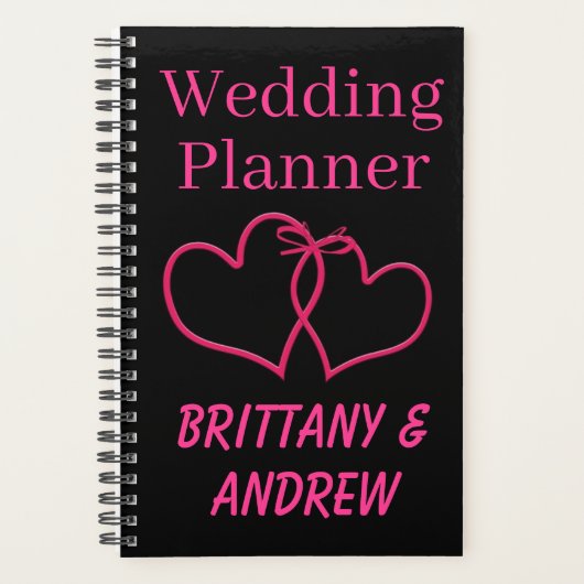 Black Wedding Planner Hot Pink Joined Hearts (Voorkant)