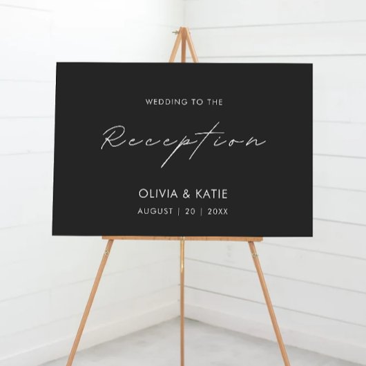 Black Wedding Receptie Welkomstbord Poster