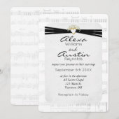 Black Wedding Ribbon op muziek Kaart (Voorkant / Achterkant)