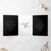 Black Wedding Rsvp vriendelijk antwoord Drieluik Kaart (Binnen)