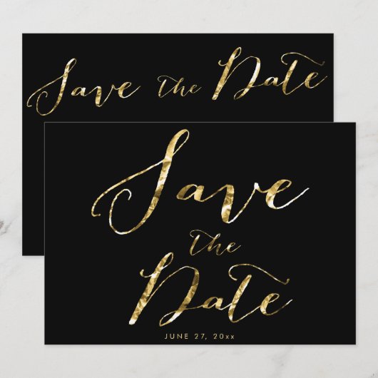 Black Wedding Save the Date Kaart Elegant (Voorkant / Achterkant)