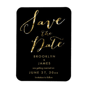 Black Wedding Save the Date Magnets Elegant Magneet