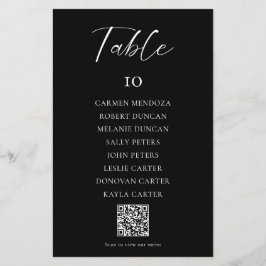 Black Wedding Seating Chart QR Code Menu