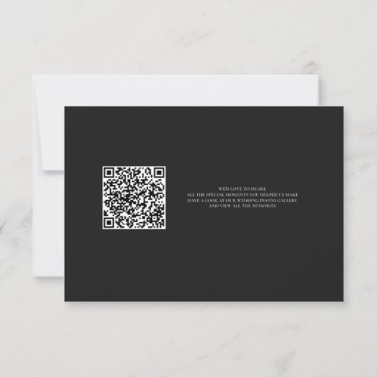 Black Wedding Thank You Card With QR Code (Achterkant)