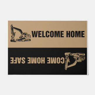 Black Welcome Home Crane Design Deurmat