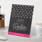 Black Welcome Last Rodeo Bachelorette Party Reclamebord Met Voetstuk (Insitu)