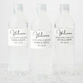 Black Welcome Lettering Custom Weddenschap Water B Waterfles Etiket (Flessen)