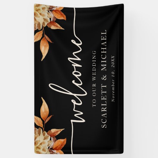 Black Welcome Wedding Banner (Verticaal)