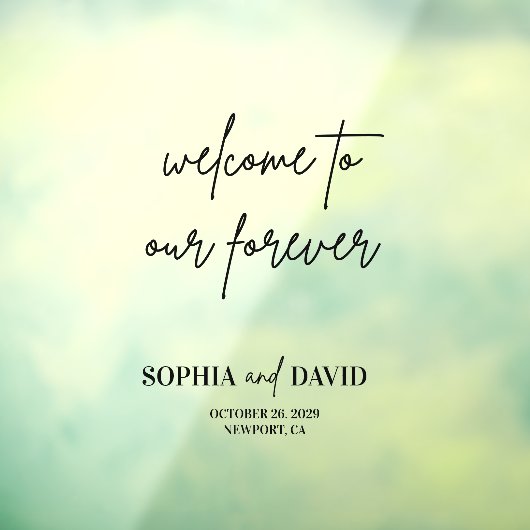 Black Welkom bij onze Forever Wedding Mirror Decal (Vel 3)