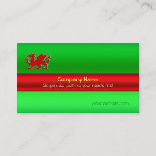 Black Welsh Dragon op groen metallisch uitzicht Visitekaartje