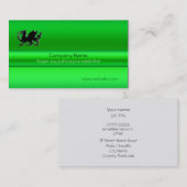 Black Welsh Dragon op groene metalen blik Visitekaartje (Voorkant / Achterkant)