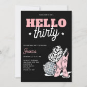 Black Western Disco Cowgirl 30th Birthday Party Kaart (Voorkant)