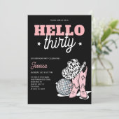 Black Western Disco Cowgirl 30th Birthday Party Kaart (Staand voorkant)