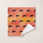 Black Western Horse Silhouette op Waterverf Bad Handdoek (Wasdoekje)