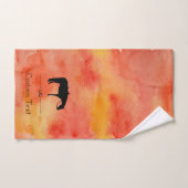 Black Western Horse Silhouette op Waterverf Bad Handdoek (Handdoek)