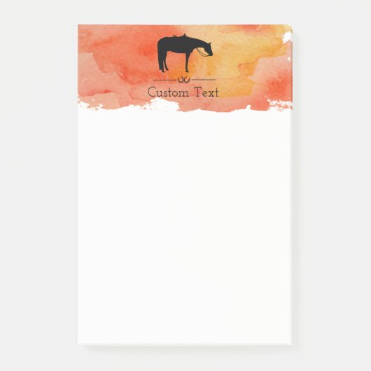 Black Western Horse Silhouette op Waterverf Post-it® Notes (Voorkant)