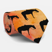 Black Western Horse Silhouette op Waterverf Stropdas (Opgerold)