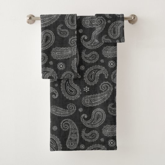 Black Western Paisley  Bad Handdoek (Insitu)
