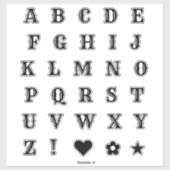 Black Western Theme Letters Alphabet Monogram Sticker (Vel)