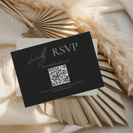 Black Where Forever Begins Blue Wedding RSVP Kaart