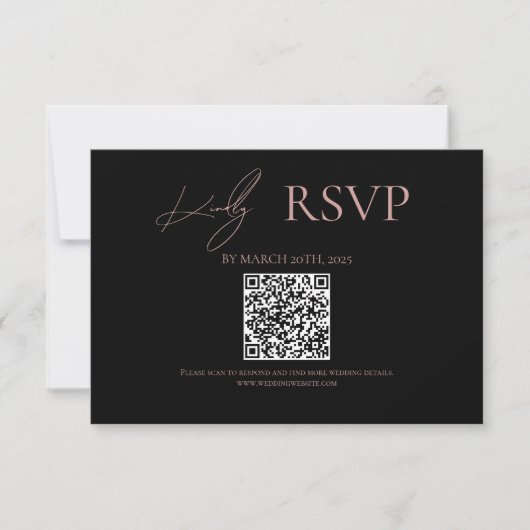 Black Where Forever Begins Blush Wedding RSVP Kaar (Voorkant)
