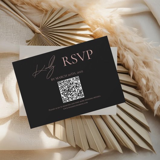 Black Where Forever Begins Blush Wedding RSVP Kaar Kaartje