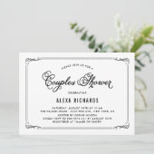 Black Whimsical Borders Couples Shower Invitation Kaart (Staand voorkant)