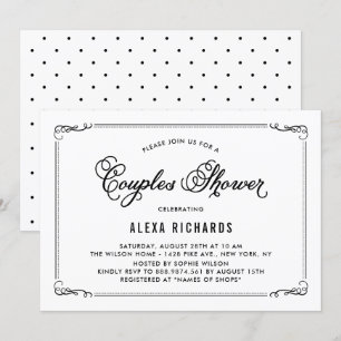 Black Whimsical Borders Couples Shower Invitation Kaart