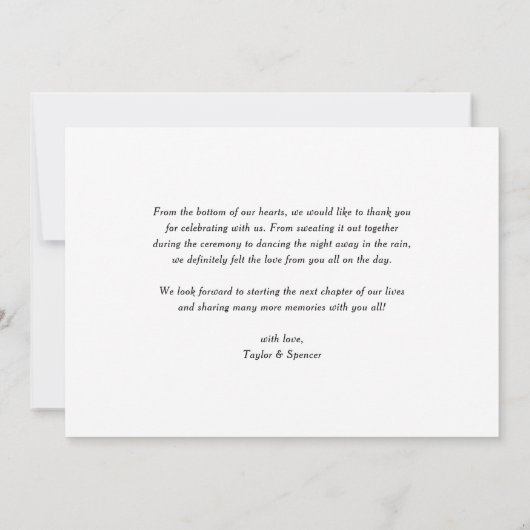 Black Whimsical Calligraphy Photo Collage Wedding Bedankkaart (Achterkant)