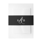 Black Whimsical Calligraphy Wedding Monogram Uitnodigingen Wikkel (Voorkant Voorbeeld)