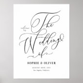 Black Whimsical Calligraphy Wedding Welcome Poster (Voorkant)