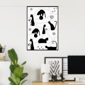Black Whimsical Cats Poster (Thuiskantoor)